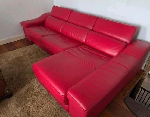 3 zits leder loungebank, Huis en Inrichting, Banken | Sofa's en Chaises Longues, Gebruikt, Driepersoons, Leer, Ophalen