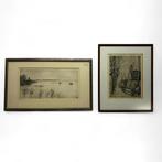 Johan Hemkes (1894-1988) 2x, Antiek en Kunst, Kunst | Etsen en Gravures, Ophalen of Verzenden