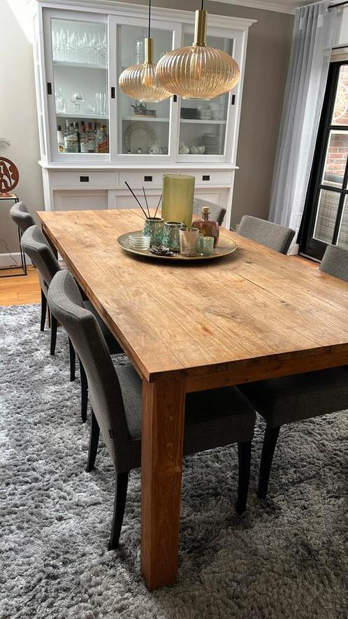 Teak eettafel met 6 stoelen, Huis en Inrichting, Complete eetkamers, Gebruikt, 6 tot 8 stoelen, Ophalen of Verzenden