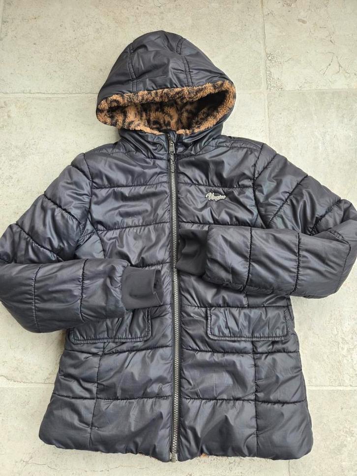 Vingino winterjas 152 reversible blauw/panterprint, Kinderen en Baby's, Kinderkleding | Maat 152, Gebruikt, Meisje, Jas, Ophalen of Verzenden