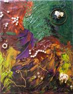 schilderij  Kermis in het bos olieverf,, Ophalen of Verzenden