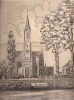 Hoogezand tekening Kerk Sievers 50/60er jaren, Antiek en Kunst, Kunst | Etsen en Gravures, Ophalen of Verzenden
