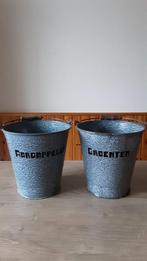 EMAILLE GRIJSGEWOLKTE AARDAPPELEN EN GROENTEN EMMER., Ophalen of Verzenden