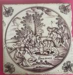 Antieke tegel uit 1760 handbeschilderd, Ophalen of Verzenden
