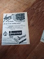 Advertentie Jongcolade De Jong cacao Wormerveer  hoera 1954, Overige typen, Gebruikt, Ophalen of Verzenden