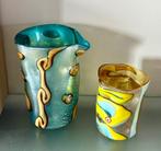 Murano Nachtset Blauw en Geel (5) met Certificaat Diego Vio, Ophalen