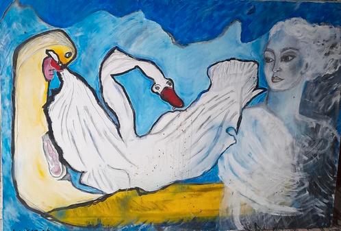 LEDA en die zwaan Liefde Veerkracht Macht Verzet, Antiek en Kunst, Kunst | Schilderijen | Modern, Ophalen of Verzenden