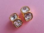 jwg Vintage 80s Art Deco glas stenen oorbellen goud verguld, Sieraden, Tassen en Uiterlijk, Antieke sieraden, Verzenden, Overige materialen