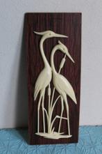 Vintage wanddecoratie jaren 60/70 - reigers in riet, Ophalen of Verzenden, Gebruikt