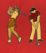 glas in lood raamhanger golf speler man en vrouw/golfspeler, Antiek en Kunst, Ophalen