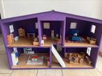 Mooi groot paars ingericht poppenhuis., Ophalen of Verzenden, Gebruikt