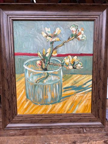Van Gogh: Amandelbloesem in glas (nageschilderd, 78x67) beschikbaar voor biedingen