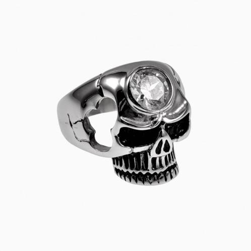 Roestvrij stalen Schedel Ring met Witte Zirkonia RVS - Heren, Sieraden, Tassen en Uiterlijk, Ringen, Nieuw, Heer, 20 of groter