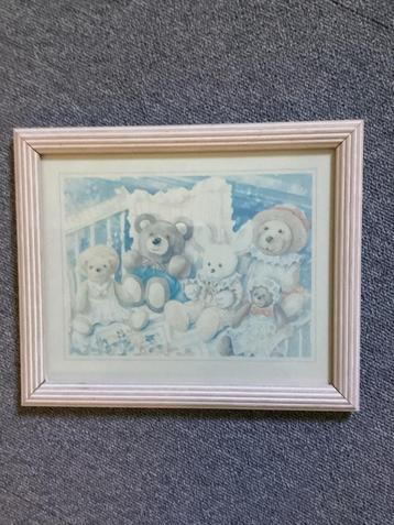 Lief schilderijtje met teddyberen - kinderkamer - beschikbaar voor biedingen