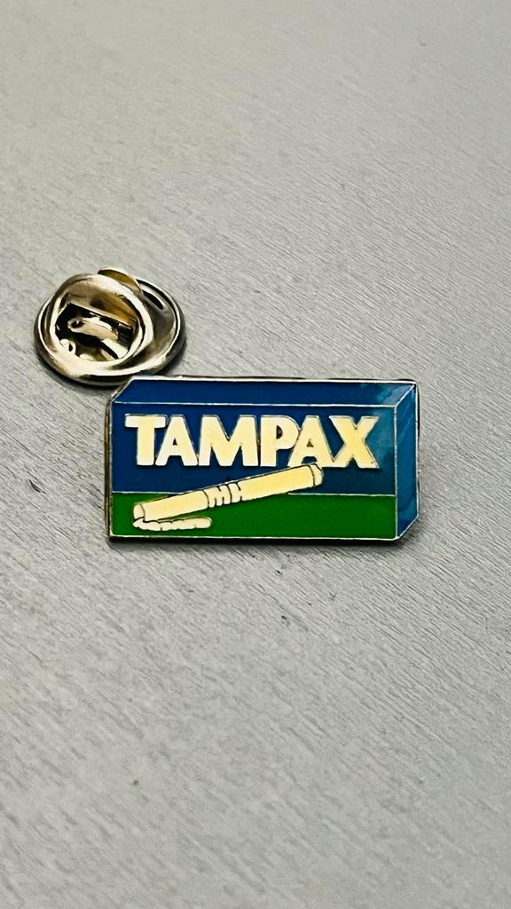 Vintage Tampax tampon Pin, Verzamelen, Speldjes, Pins en Buttons, Zo goed als nieuw, Speldje of Pin, Merk, Ophalen of Verzenden