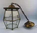 Amsterdamse School hanglamp - authentiek - messing + glas, Ophalen of Verzenden