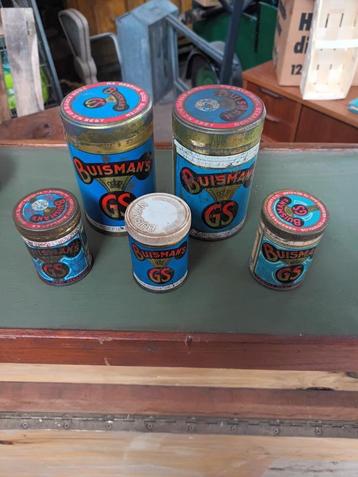 Set vintage Buisman's GS blikken – industrieel NL erfgoed  beschikbaar voor biedingen