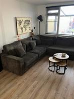 Loungebank Ribcord Grijs met Ottomaan Rechts - Löwik, Ophalen, Gebruikt, Hoekbank, Stof