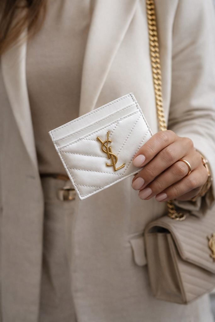 Saint Laurent Pasjeshouder – Wit (YSL, Kleding | Dames, Trouwkleding en Trouwaccessoires, Zo goed als nieuw, Accessoires, Wit