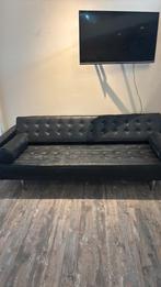 Leren bank 215 breedbij 87 cm kleur zwart, Driepersoons, 75 tot 100 cm, Ophalen of Verzenden, Zo goed als nieuw