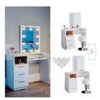 Witte toilettafel met spiegel en stoel, Huis en Inrichting, Tafels | Kaptafels, Ophalen, Gebruikt, 100 tot 150 cm, 50 tot 100 cm