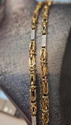 Prachtige Koningsketting 14k 585 met zirkonia steen 65cm lan