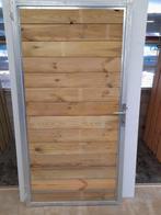Poortdeur 40: geimpregneerd hout, stalen frame / 98x 190cm
