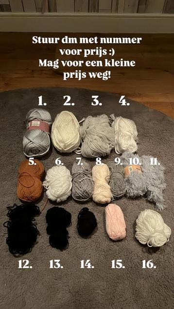 Verschillende kleuren wol beschikbaar voor biedingen