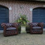 2 fraaie Engelse Chesterfield fauteuils, Ophalen, Chesterfield Engels Landelijk Industrieel klassiek vintage, Gebruikt, Minder dan 75 cm