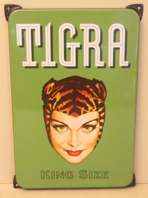 Tigra Emaille Reclamebord / Angelina Saey, Verzamelen, Merken en Reclamevoorwerpen, Gebruikt, Reclamebord, Ophalen of Verzenden