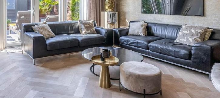 2x Ikea Kramfors leren bank - Zwart, Huis en Inrichting, Banken | Sofa's en Chaises Longues, Gebruikt, Overige materialen, Ophalen