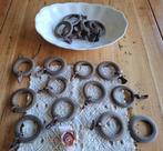 Lotje oude houten gordijnringen en klemmetjes, Ophalen of Verzenden