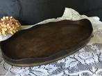 Vintage houten dienblad met koperen rand 45x25 cm, Ophalen of Verzenden