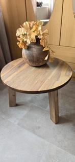 Prachtige salontafel bijzettafel  hout, 50 tot 100 cm, Minder dan 50 cm, Rond, Ophalen of Verzenden