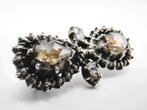 Gouden / zilveren broche bezet met roosdiamanten ca. 2.00 ct