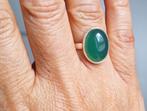 zilveren ring met natuurlijke Groene Onyx steen zilver 925, Sieraden, Tassen en Uiterlijk, Ringen, Nieuw, Groen, Met edelsteen