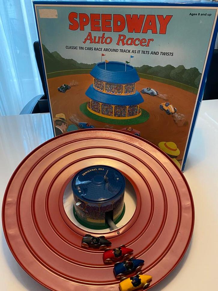 Blikken kombaan speedway auto racebaan., Antiek en Kunst, Antiek | Speelgoed, Ophalen of Verzenden