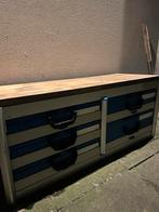 Werkbus kast met koffers en sorteerbakjes, Ophalen, Gebruikt, 100 tot 150 cm, Metaal