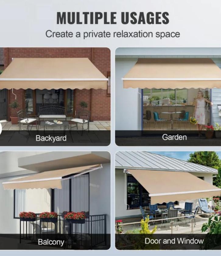 VEVOR balkonzonwering 2,4 x 2,1 m, Tuin en Terras, Schaduwdoeken, Zo goed als nieuw, Ophalen