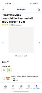 Renovliesbehang 150 gr 50 meter, Ophalen, Wandtegels, Nieuw, Minder dan 20 cm