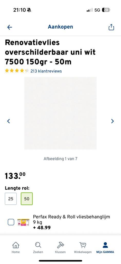 Renovliesbehang 150 gr 50 meter, Doe-het-zelf en Verbouw, Tegels, Nieuw, Wandtegels, Overige materialen, 60 cm of meer, Minder dan 20 cm