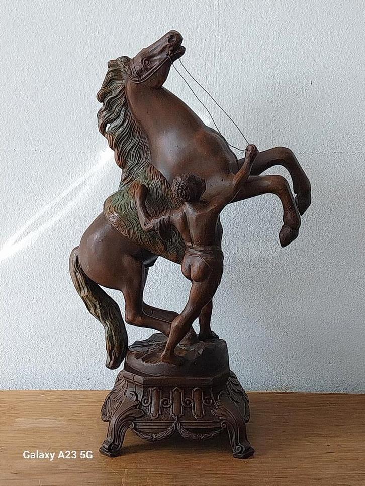 Antiek Frans beeld van paard Cheval de Marly van zamak, Antiek en Kunst, Kunst | Beelden en Houtsnijwerken, Ophalen of Verzenden