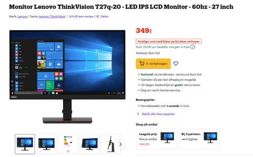 Lenovo Thinkvision 27” monitor-T27q-20, Computers en Software, Monitoren, Zo goed als nieuw, 60 Hz of minder, DisplayPort, HDMI