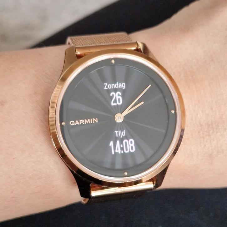 Garmin vívomove luxe 42mm - Roségoud, Sieraden, Tassen en Uiterlijk, Smartwatches, Zo goed als nieuw, Roze, Afstand, Calorieverbanding