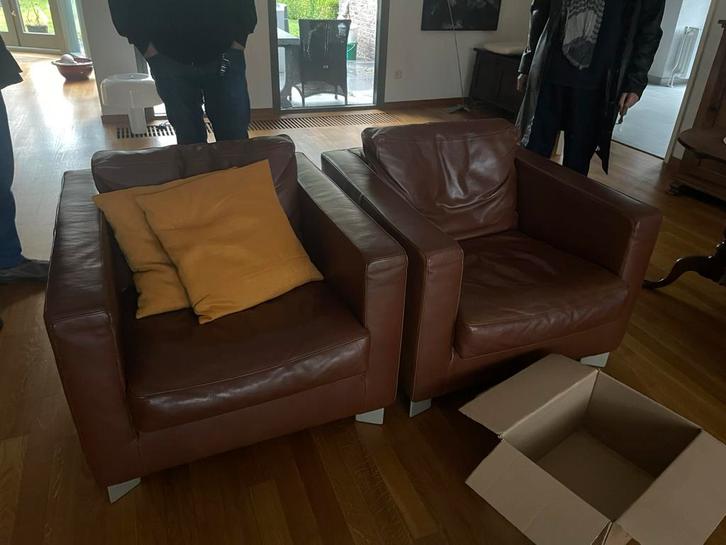 Molinari fauteuils 2x, Huis en Inrichting, Fauteuils, Gebruikt, Leer, 75 tot 100 cm, Minder dan 75 cm, Ophalen