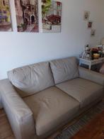 Leren bankje  beige kleur, Ophalen of Verzenden, Gebruikt