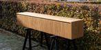 Zwevend Massief Eiken TV Meubel Streepjes Japandi 220cm, Huis en Inrichting, Kasten | Televisiemeubels, Ophalen, Eikenhout, Nieuw