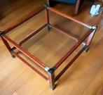 Salontafel, kersenhout en glas, 90x90x45, met 2 glasplaten., 45 tot 60 cm, Vierkant, Ophalen of Verzenden, 75 cm of meer