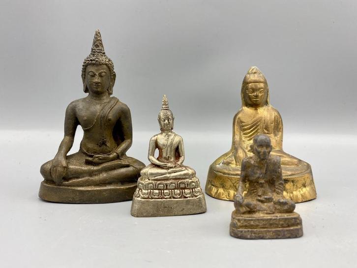 Lot van 4 Brons verguld Oosterse beeldjes Boeddha monnik, Huis en Inrichting, Woonaccessoires | Boeddhabeelden, Gebruikt, Ophalen of Verzenden