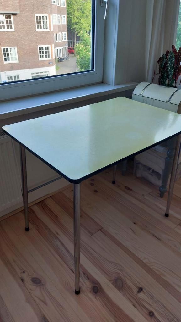 Formica Tafel - Vintage Look, Huis en Inrichting, Tafels | Eettafels, Gebruikt, 50 tot 100 cm, 50 tot 100 cm, Rechthoekig, Metaal